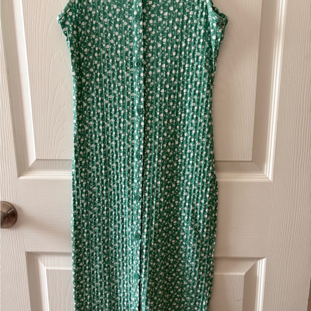 Art Class Green Button-Down Midi Dress